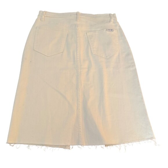 Joe's Jeans High-Rise Cream Denim Skirt Women's Frayed Hem & Front Slit Size 27 - Picture 2 of 8